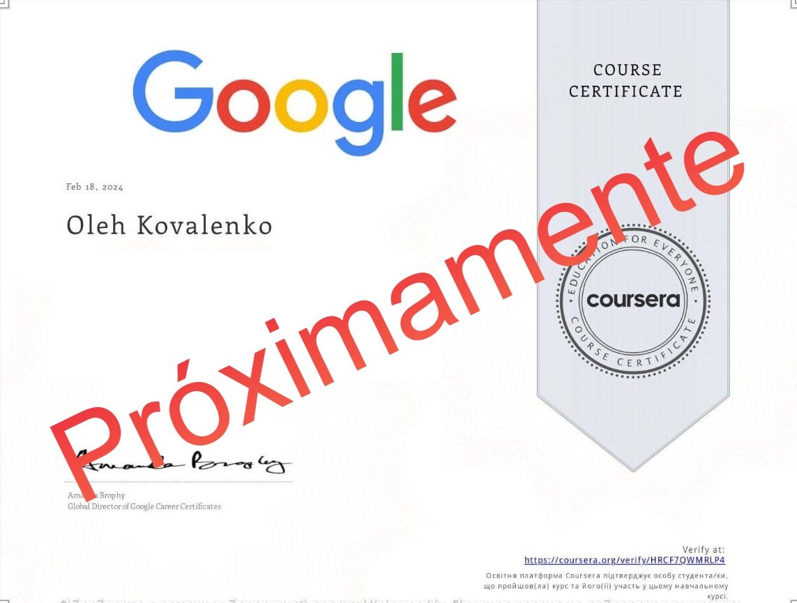 coming soon certificate googl