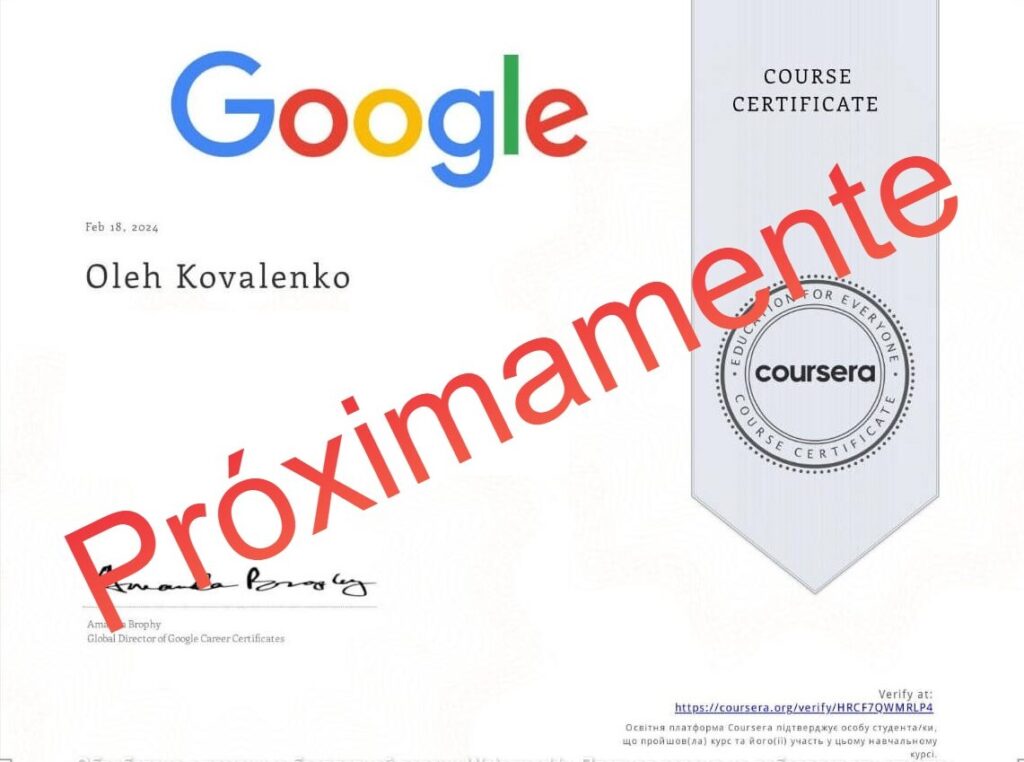 coming soon certificate googl